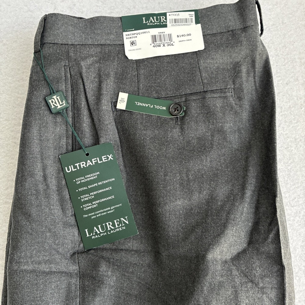 Lauren Ralph Lauren Classic Ultraflex Norton Dress Pants Mens 40x30 Grey Office
